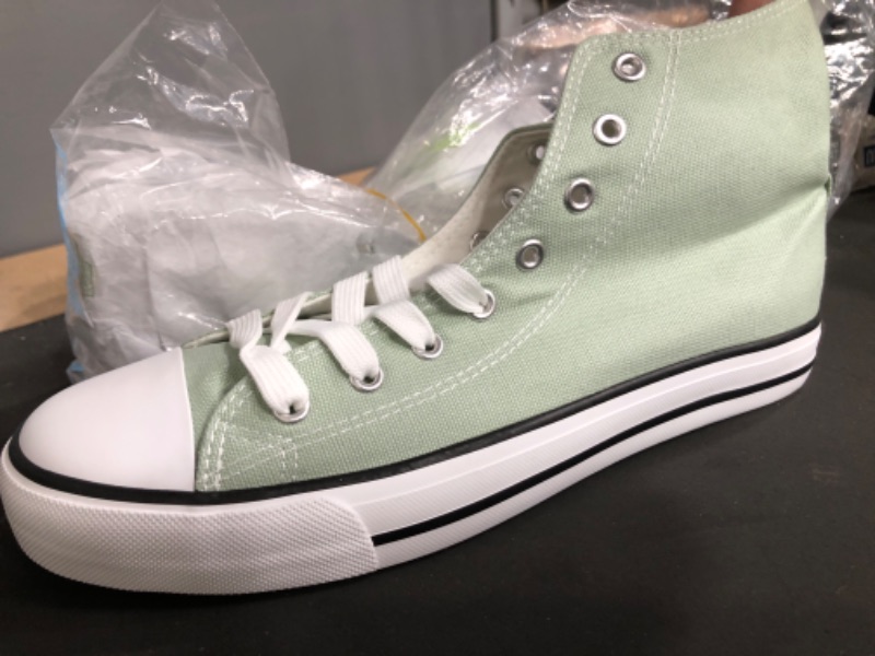 Photo 2 of AOMAIS Women's High Top Sneakers Fashion Lace-Up Canvas Casual Shoes Comfortable Walking Shoes (Green US9)
