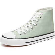 Photo 1 of AOMAIS Women's High Top Sneakers Fashion Lace-Up Canvas Casual Shoes Comfortable Walking Shoes (Green US9)
