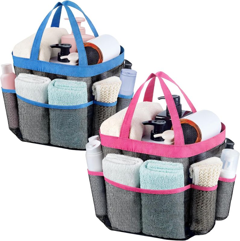 Photo 1 of Attmu 2 Pack Portable Mesh Shower Caddy Dorm with 8 Mesh Storage Pockets, Quick Dry Waterproof Shower Tote Bag Oxford