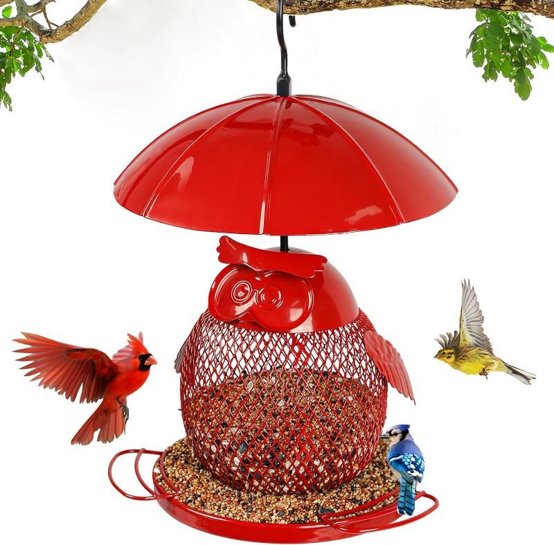 Photo 1 of Allinside Bird Wild Seeds Feeder, Owl-Shaped Squirrel-Proof Design Heavy Duty Metal Frame Bird Feeder Hanging Outdoor Perfect for Courtyard Garden