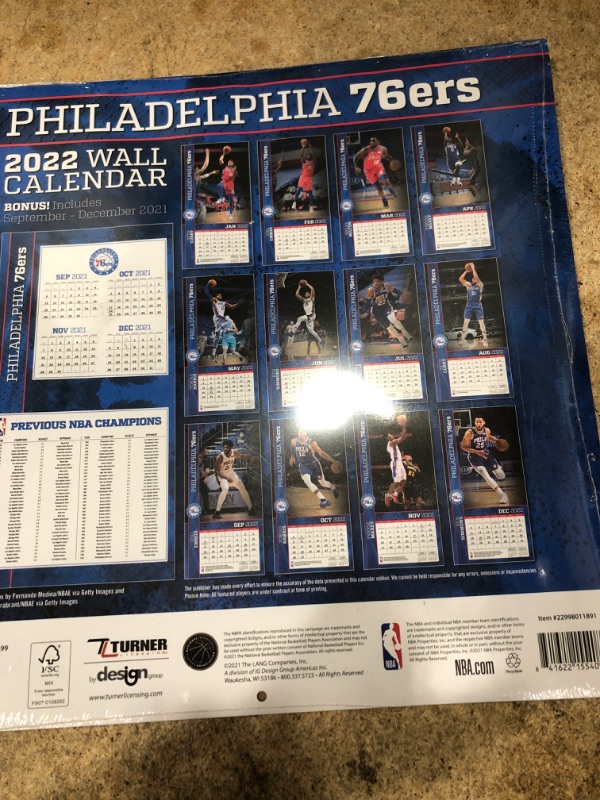 Photo 2 of TURNER SPORTS Philadelphia 76ERS 2022 12X12 Team Wall Calendar (22998011891)0