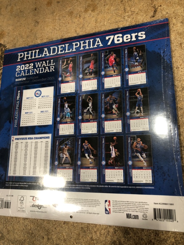 Photo 2 of TURNER SPORTS Philadelphia 76ERS 2022 12X12 Team Wall Calendar (22998011891)
