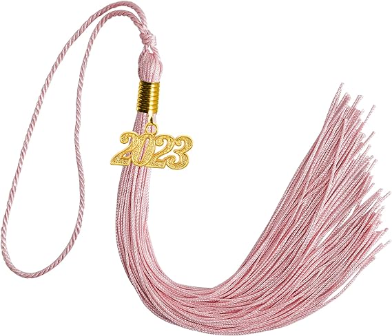 Photo 1 of 2023 Graduation Cap Tassel Charm 4 PCS Tassels for Graduation Cap 2023 Soft Silky Tassel Accessories for Graduate Hats Parties Ceremonies Souvenir Gold Charms 9" PINK