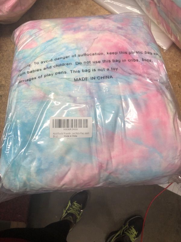 Photo 2 of Adult Hoodie Wearable Blanket, Pink Multicolor Super Cozy Warm and Oversized Sherpa Tie Dye Blanket Hooded for Women