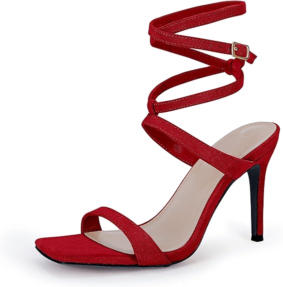 Photo 1 of * women' s 71/2 * 
PiePieBuy Womens Lace Up Heels Square Toe Strappy Stiletto Heeled Sandals Suede Wedding Pumps 