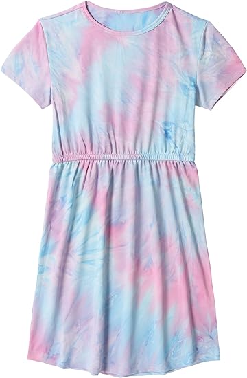 Photo 1 of DaniChins Girls Dress Knit Short-Sleeve Casual Print Dress
