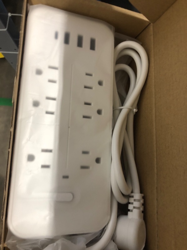 Photo 1 of 6 Outlet 3 USB Ports and 1 Type C 4 Foot 18 AWG Power Extension Strip Cord with Lightening and Overload Protection, 10A ,110-250V with Pure Red Copper Wire
