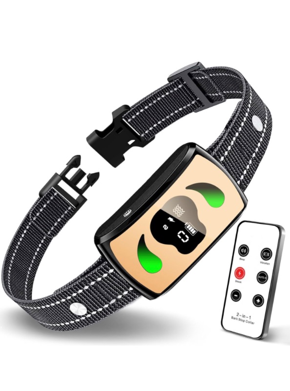 Photo 1 of Dog Shock Collar, Dog Training Collar with Automatic No Barking Mode and Replacement Strap, Dog Bark Collar with Remote 2600Ft and 4 Training Modes, IP67 Waterproof with 1 Replacement Strap