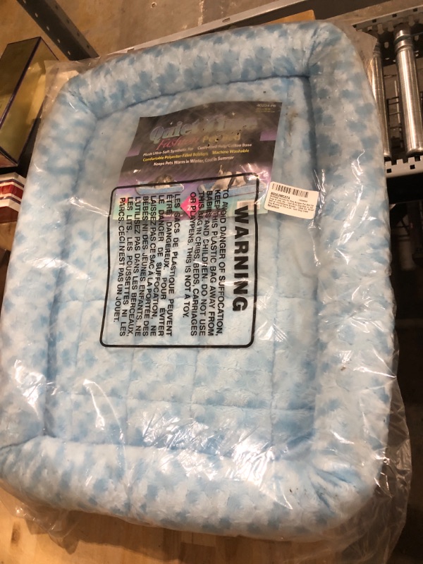 Photo 1 of 24L-Inch Blue Dog Bed or Cat Bed w/Comfortable Bolster | Ideal for Small Dog Breeds & Fits a 24-Inch Dog Crate | Easy Maintenance Machine Wash & Dry | 1-Year Warranty Powder Blue 24-Inch