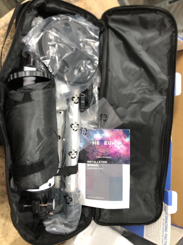 Photo 1 of Telescope 70mm Aperture 500mm - for Kids & Adults Astronomical refracting Portable Telescopes AZ Mount Fully Multi-Coated Optics, with Tripod Phone Adapter, Wireless Remote, Carrying Bag Black White