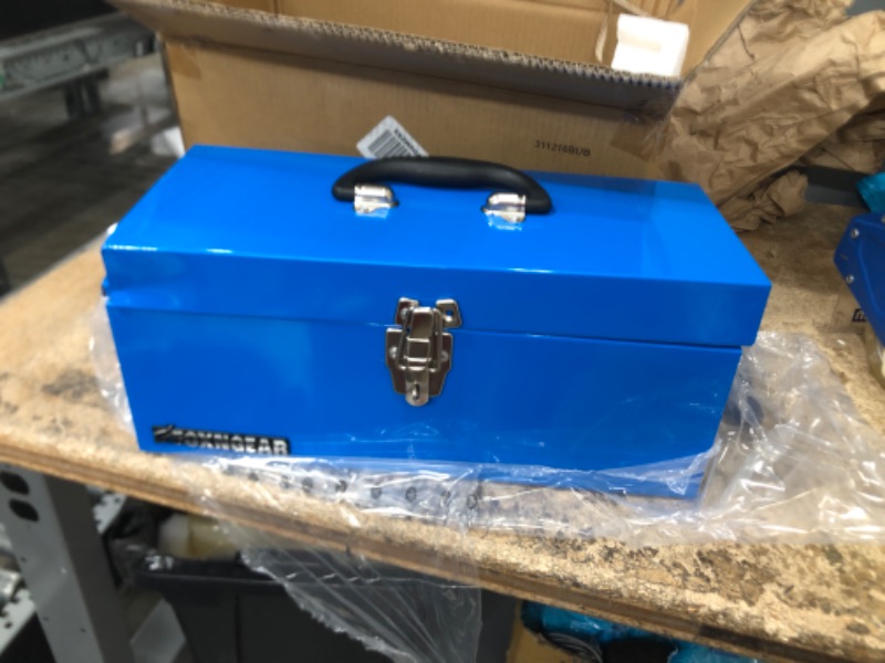 Photo 2 of 16" Portable Steel Heavy-duty Tool Box 18-Gauge with Metal Latch and Handle Blue