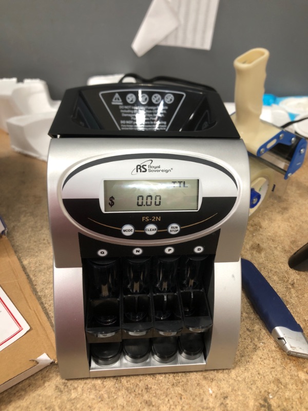 Photo 2 of Royal Sovereign 2 Row Electric Coin Counter/Sorter with Patented Anti-Jam Technology and Digital Counting Display (FS-2N), Black/Silver