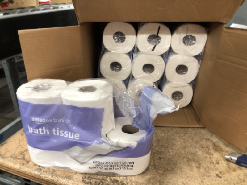 Photo 2 of Amazon Basics 2-Ply Toilet Paper 5 Packs, 6 Rolls per pack (30 Rolls total) (Previously Solimo)