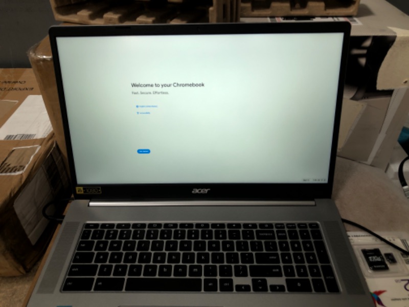 Photo 2 of ***SEE NOTES***
Acer Chromebook Laptop 17inch Screen FHD IPS Display Narrow Bezel - Intel Celeron N4500 - USB Type-C - Wi-Fi 6 - Webcam (4GB RAM |128GB eMMC+32GB SD Card)