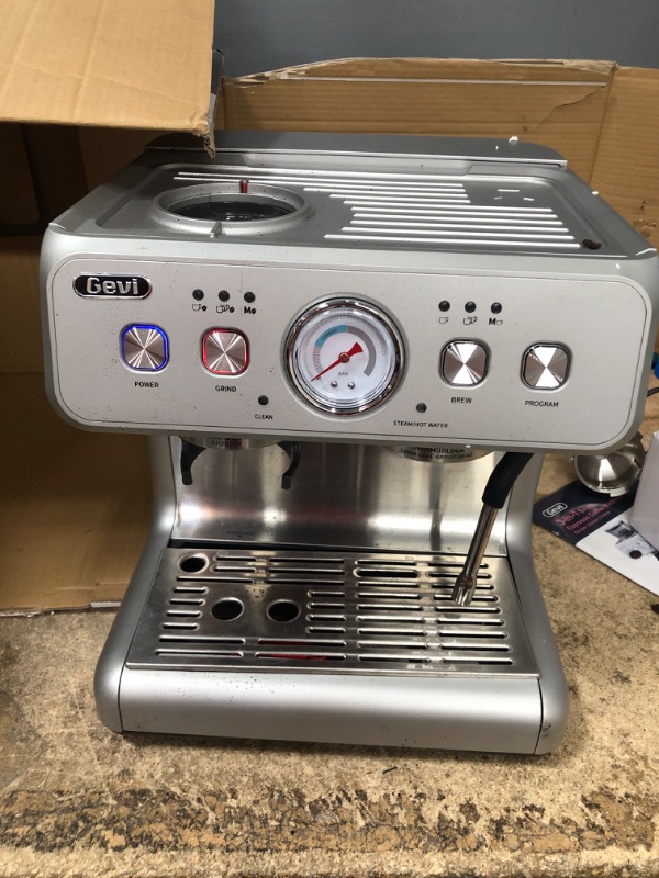 Photo 3 of *parts only* Gevi Espresso Machine & Coffee Maker - 20Bar Semi Automatic Espresso Machine With Grinder & Steam Wand – All in One Espresso Maker & Latte Machine for Home Dual Heating System silver size 2