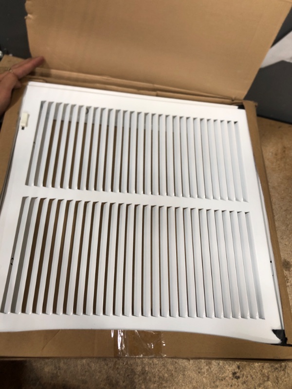 Photo 2 of 14" X 14" Steel Return Air Filter Grille for 1" Filter - Easy Plastic Tabs for Removable Face/Door - HVAC DUCT COVER - Flat Stamped Face -White [Outer Dimensions: 15.75w X 15.75h] White 14 X 14