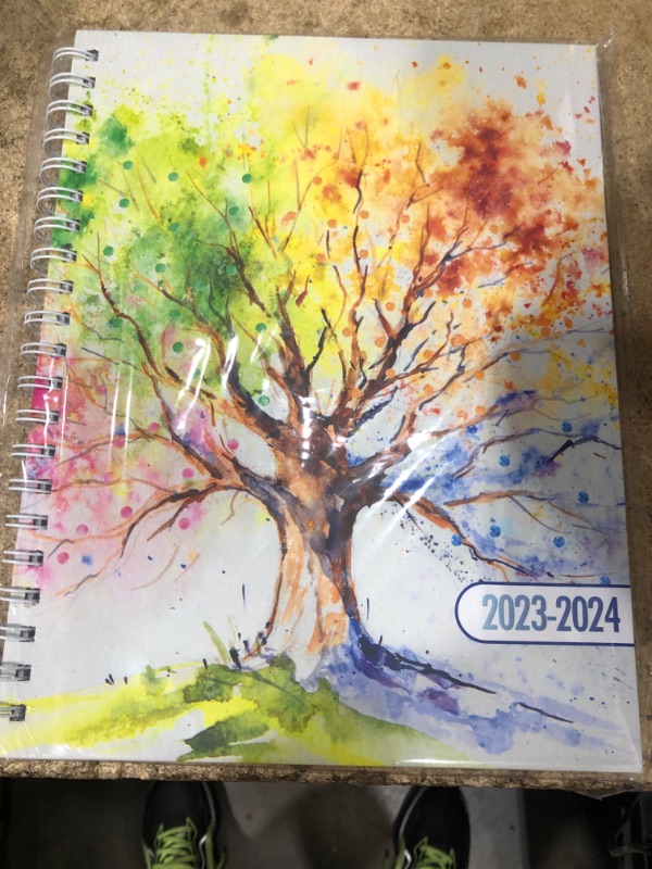 Photo 2 of Hardcover Academic Year 2023-2024 Planner: (July 2023 Through June 2024) 8.5"x11" Daily Weekly Monthly Planner Yearly Agenda. Bookmark, Pocket Folder and Stickers Set (Tree Seasons)