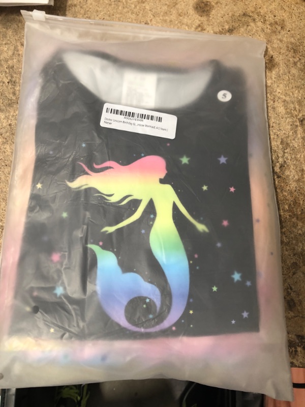 Photo 2 of Doctor Unicorn Birthday Girls Mermaid Outfit Set Costume Tutu Skirt Dress, Mermaid Birthday Shirt, Headband & Satin Sash Black/Rainbow Mermaid 4-5 Years