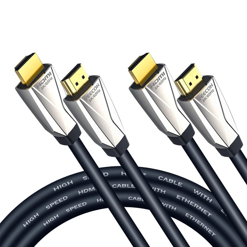 Photo 1 of VEECOH 8K HDMI Cables 6.6FT/2M 2-Pack 2.1,HDR 48Gbps 8K@60Hz 4K@120Hz,hdmi Cord,eARC,ARC,CEC,HDCP 2.2,Compatible with PS5 PS4/Xbox One/Apple TV/Roku TV/HDTV/Blu-ray