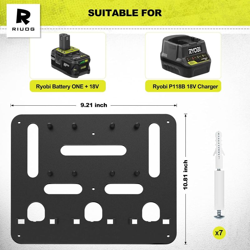 Photo 1 of  RIUOG BLACK METAL WALL MOUNT BRACKET FOR RYOBI 18V BATTER AND CHARGER **looks new**