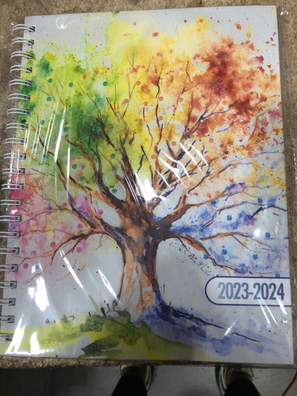 Photo 2 of Hardcover Academic Year 2023-2024 Planner: (July 2023 Through June 2024) 8.5"x11" Daily Weekly Monthly Planner Yearly Agenda. Bookmark, Pocket Folder and Stickers Set (Tree Seasons)