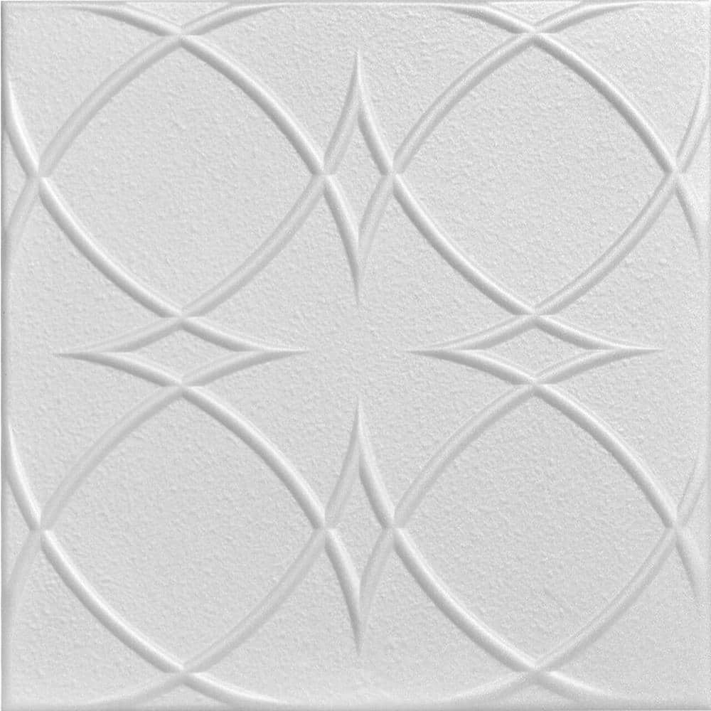 Photo 1 of A La Maison Ceilings Circles and Stars Plain White 1.6 Ft. X 1.6 Ft. Decorative Foam Glue up Ceiling Tile (259.2 Sq. Ft./case)
