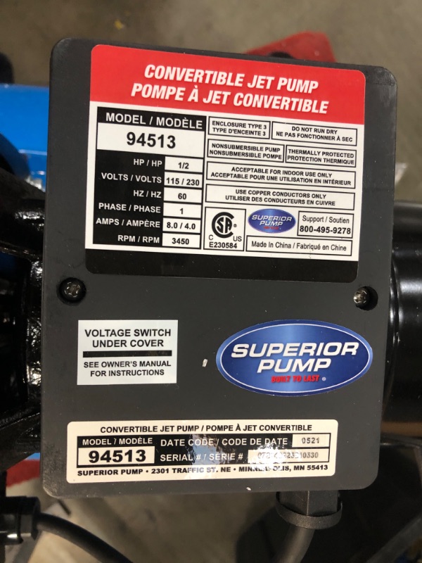 Photo 1 of 94513 1/2 HP Convertible Jet Tank System with 50L Tank