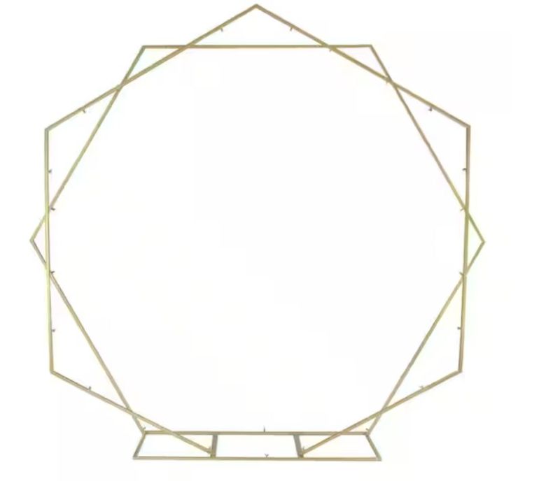 Photo 1 of 94.5 in. x 103.9 in. Dual Geometric Shaped Gold Metal Hexagon Wedding Arch for Party Events Decorations Arbor
