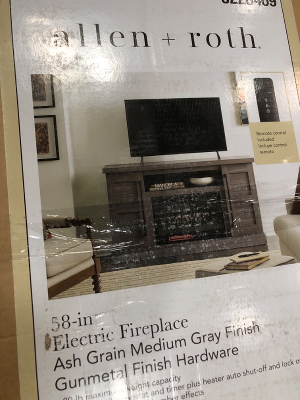 Photo 1 of Allen+roth 58'' electric fireplace ash grey 