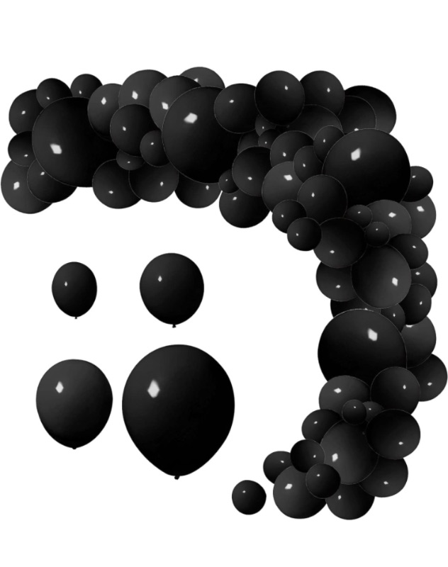 Photo 1 of 18''/ 12''/ 10''/ 5'' Themed Party Balloons, 95 Pieces Solid Color Balloons Garland Arch Balloons for Bachelorette Party, Bridal Shower, Wedding, Christmas, Graduation, Baby Shower, Anniversary, Birthday Party Decorations (Black)