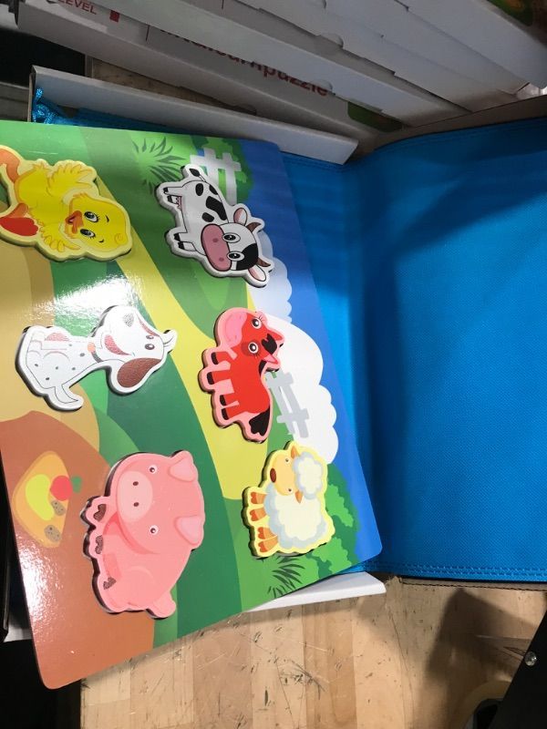 Photo 1 of 2 pack - Wtaleop Wooden Toy Cartoon Toddlers 1-3 Ages Farm Animals Wooden Chunky Puzzles (6 pcs)