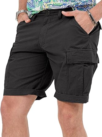 Photo 1 of Gafeng Men's Cotton Cargo Shorts Twill Casual Lightweight Outdoor Hiking Relaxed Fit Trousers - Medium 