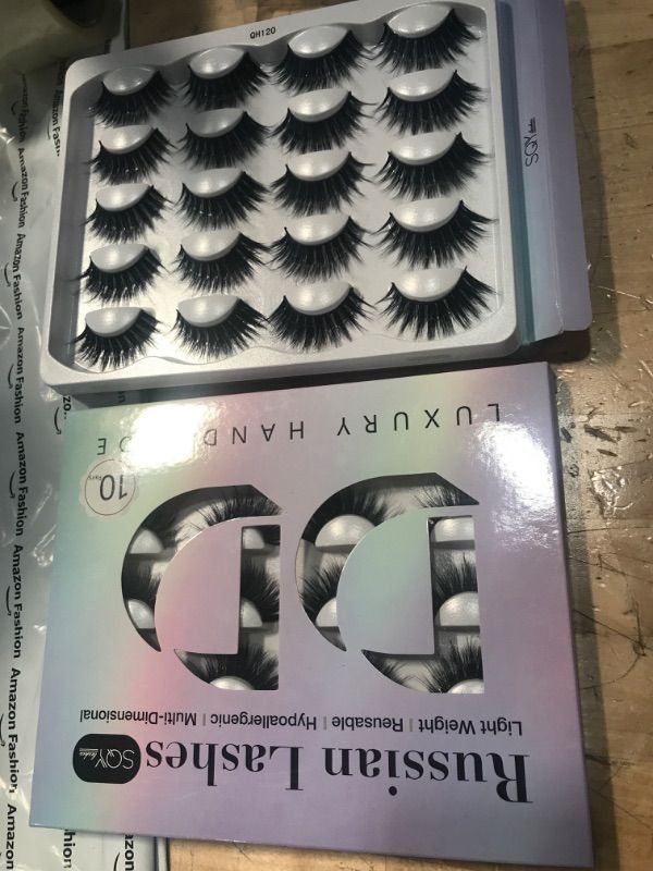 Photo 1 of 2 pack - SQYlashes Russian Strip Lashes, D Curl Fluffy False Lashes, 3D Mink Fake Eyelashes - 10 Pairs Lashes Strips (RS55)