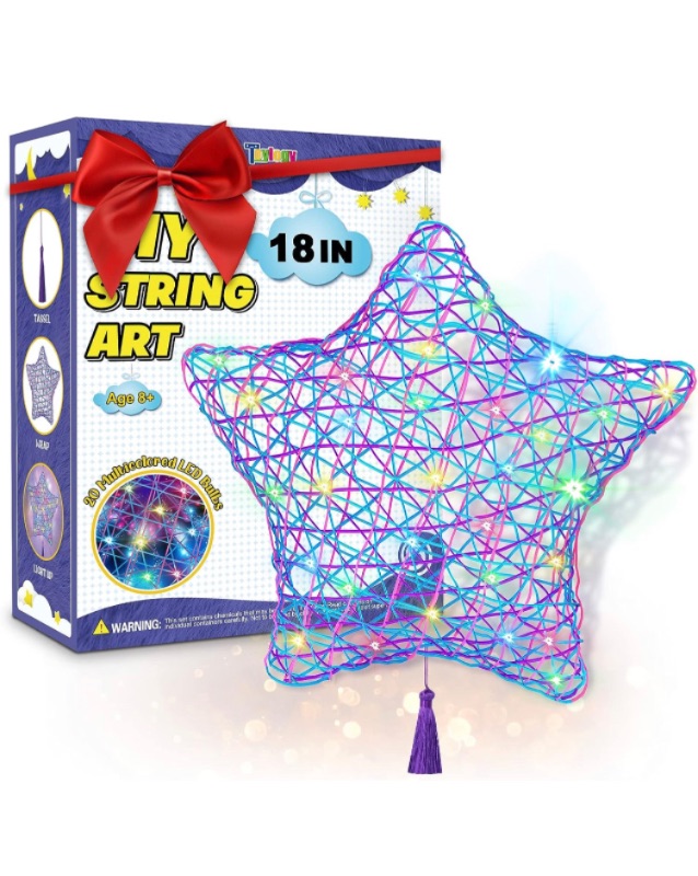 Photo 1 of 3D String Art Kit for Kids - Upgraded Makes a Light-Up Star Lantern with Multi-Colored Lights - Crafts for Girls and Boys - Kids Gifts - DIY Arts & Craft Kits for 8, 9, 10, 11, 12 Year Old Girl