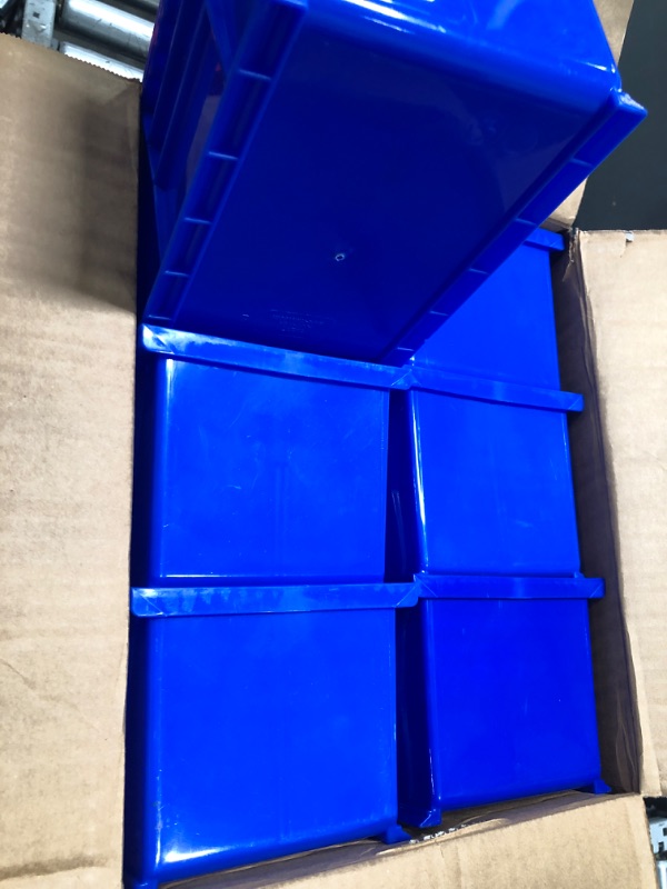 Photo 2 of 12 Pack of AKRO-MILS Hang & Stack Storage Bin, Blue, Plastic, 9 1/4 in L x 6 in