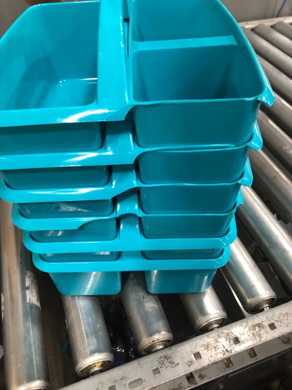 Photo 3 of Teacher Created Resources Teal Portable Plastic Storage Caddy 6-Pack for Classrooms, Kids Room, and Office Organization, 3 Compartment