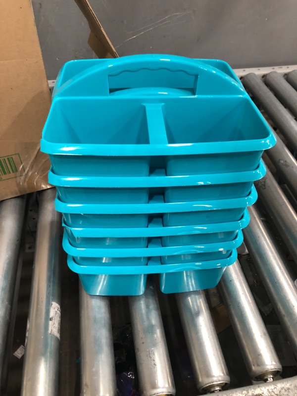 Photo 2 of Teacher Created Resources Teal Portable Plastic Storage Caddy 6-Pack for Classrooms, Kids Room, and Office Organization, 3 Compartment