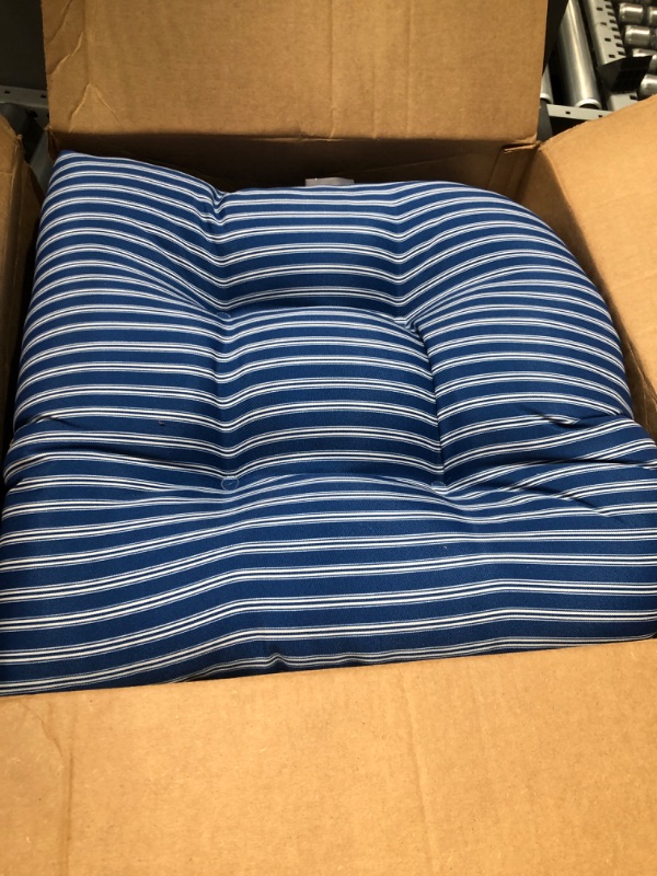 Photo 1 of 2 Pack of Blue with White Striped Seat Cushions 