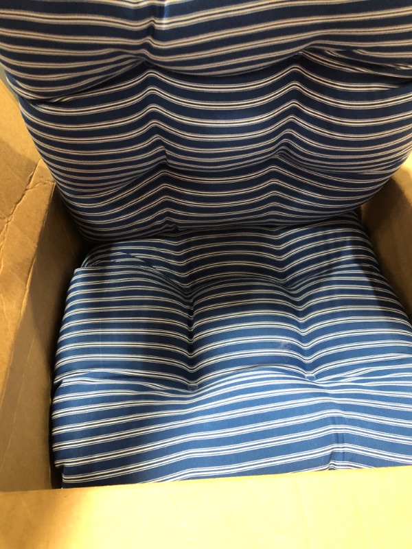 Photo 2 of 2 Pack of Blue with White Striped Seat Cushions 