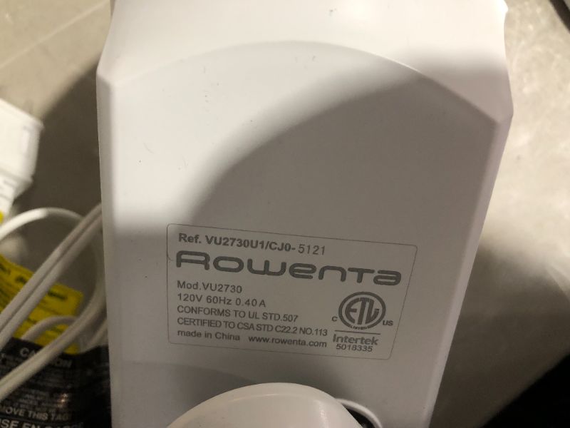 Photo 1 of ***DAMAGED - NONFUNCTIONAL - FOR PARTS - SEE PICTURES***
Rowenta Turbo Silence Table Fan 12 Inches VU2730, White