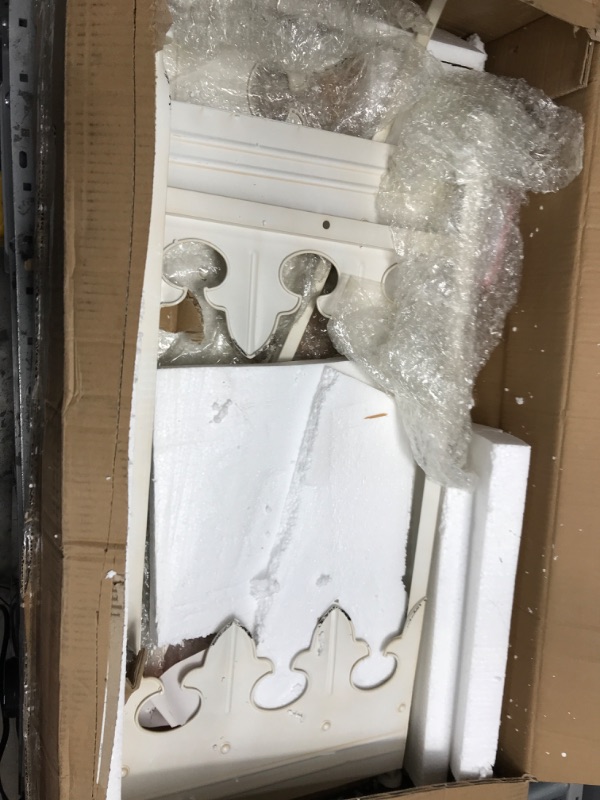 Photo 1 of Creative Co-Op Rustic Farmhouse Metal Console Table with Solid Wood Top, Distressed White Antiqued Whiteb