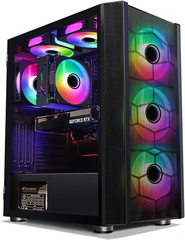 Photo 1 of STGAubron Gaming Desktop PC,Intel Core i7-10700F up to 4.8G,Radeon RX 6600 8G GDDR6,16G DDR4,1T SSD,WiFi,BT 5.0,RGB Fan x 6,RGB Keybaord&Mouse&Mouse Pad,RGB BT Sound Bar,RGB BT Gaming Mic,W11H64
