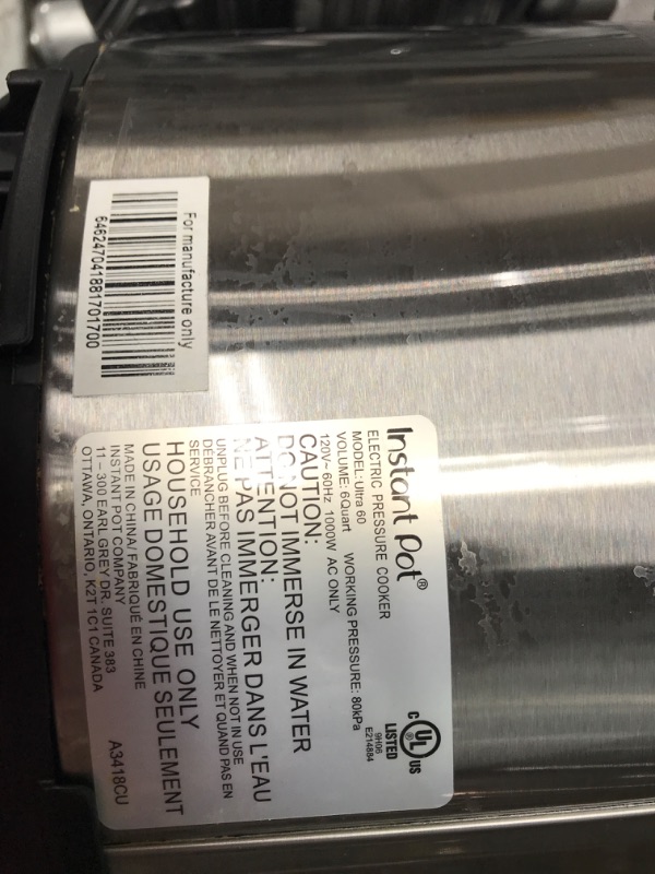 Photo 3 of *READ NOTES* Instant Pot Ultra, 10-in-1 Pressure Cooker, Slow Cooker, Rice Cooker, Yogurt Maker, Cake Maker, Egg Cooker, Sauté, and more, Includes App With Over 800 Recipes, Stainless Steel, 6 Quart 6QT Ultra