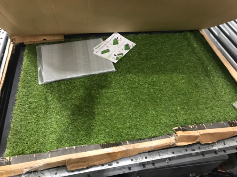 Photo 2 of **TRAY BROKEN** Dog Grass Large Patch Potty, Artificial Dog Grass Bathroom Turf for Pet Training, Washable Puppy Pee Pad, Perfect Indoor/Outdoor Portable Potty Pet Loo Potty system-41"X26.8"