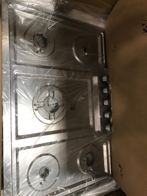 Photo 3 of 30 Inch Built-in Gas Cooktop,5 Italy SABAF Sealed Burners Gas Rangetop 41,800BTU, NG/LPG Convertible, Penta Burner Stainless Steel Gas Stovetop with Thermocouple Protection,120V AC. (30 inch)