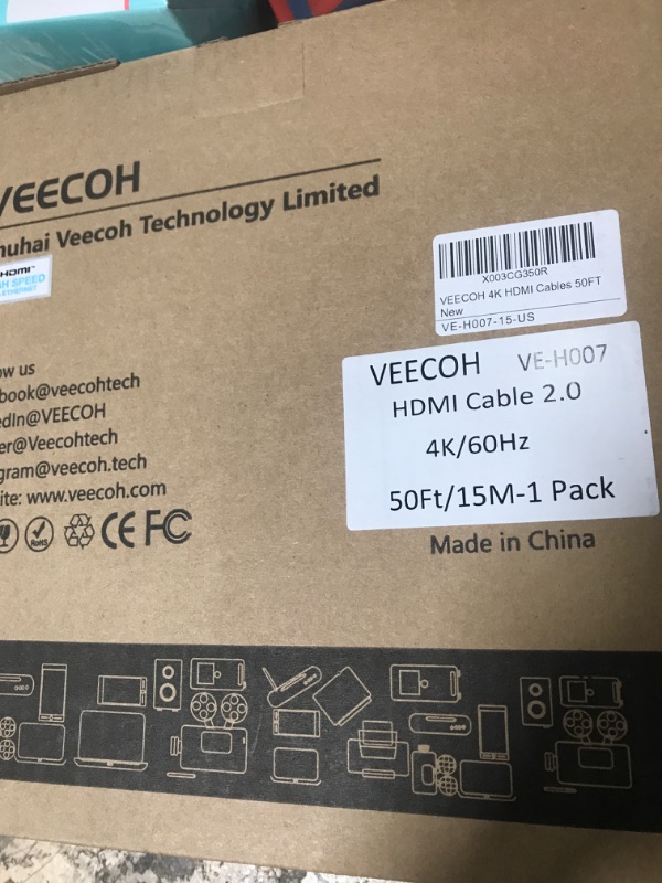 Photo 1 of VEECOH 4k HDMI Cable 6.6FT/2M 2-Pack,Ultra High Speed Hdmi  Cables 2.0,Highwings 
