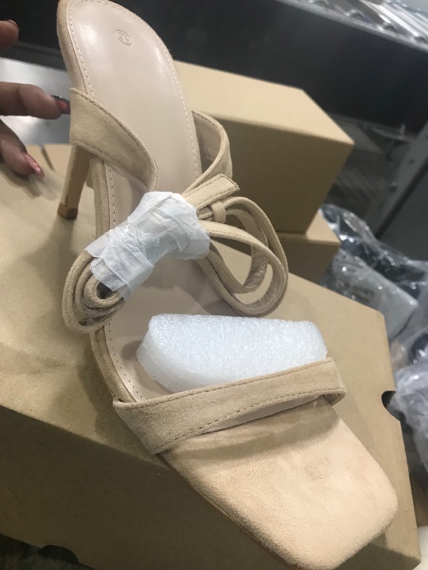 Photo 1 of 9.5 BEIGE HEELS SQUARE TOE