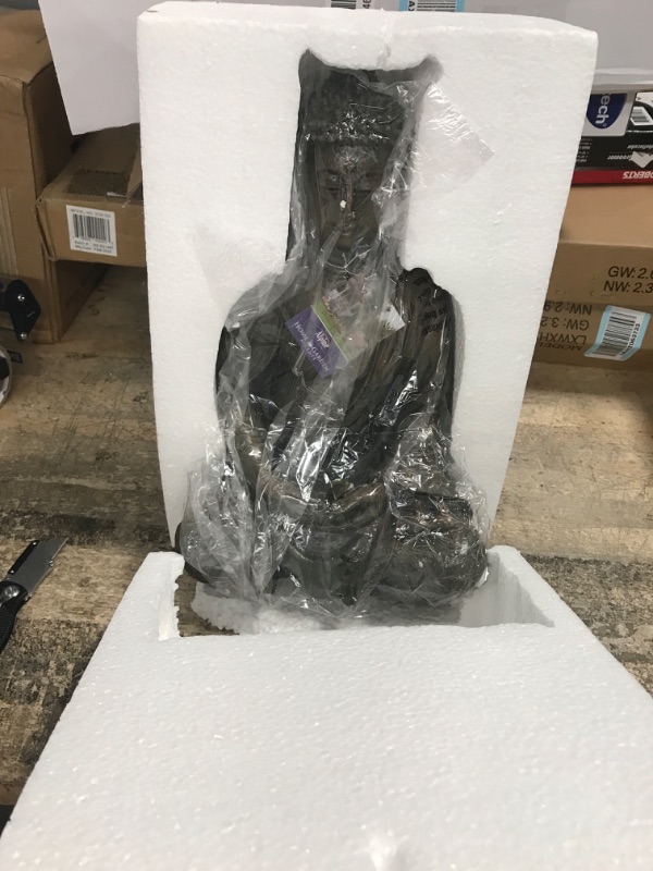 Photo 2 of **DAMAGE** Alpine Corporation GEM170 Buddha Statue, 10"L x 8"W x 15"H, Bronze Garden