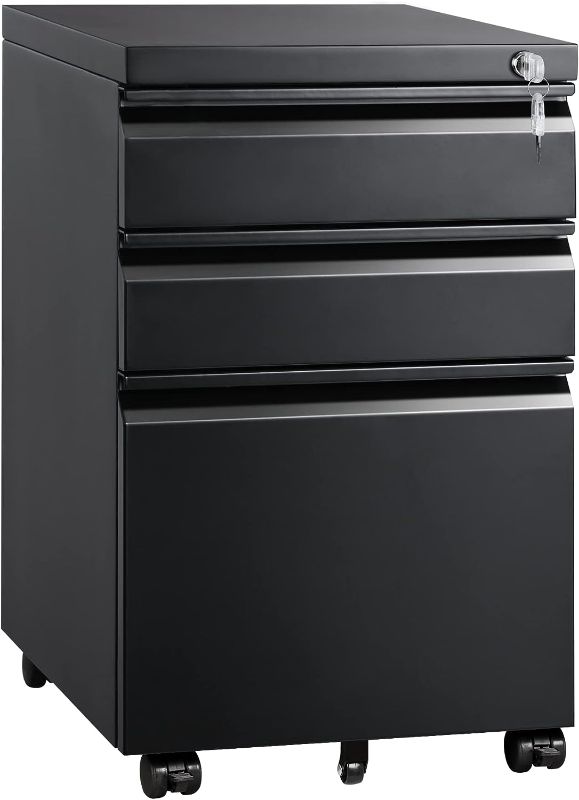 Photo 1 of [READ NOTES]
DEVAISE 3 Drawer Mobile File Cabinet with Lock, Under Desk Metal Filing Cabinet for Legal/Letter/A4 File, Fully Assembled Except Wheels, Black