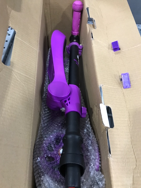 Photo 2 of 3 Wheeled Scooter for Kids - Stand & Cruise Child/Toddlers Toy Folding Kick Scooters w/Adjustable Height, Anti-Slip Deck, Flashing Wheel Lights, for Boys/Girls 2-12 Year Old - Hurtle HURFS56 Purple